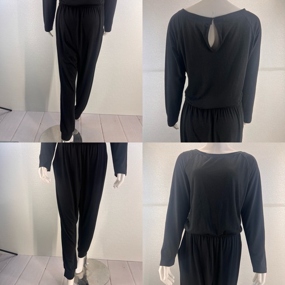 NWT Casual Long Sleeve Jumpsuit Crewneck One Off Shoulder Elastic Waist  SIZE XL - Picture 16 of 17